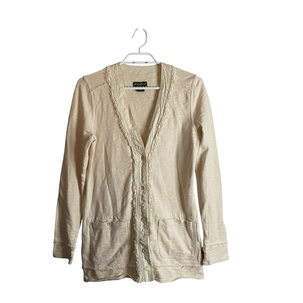 Eddie Bauer Cream Button-Front Cardigan